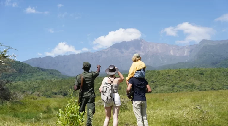 tanzania family safari on walk
